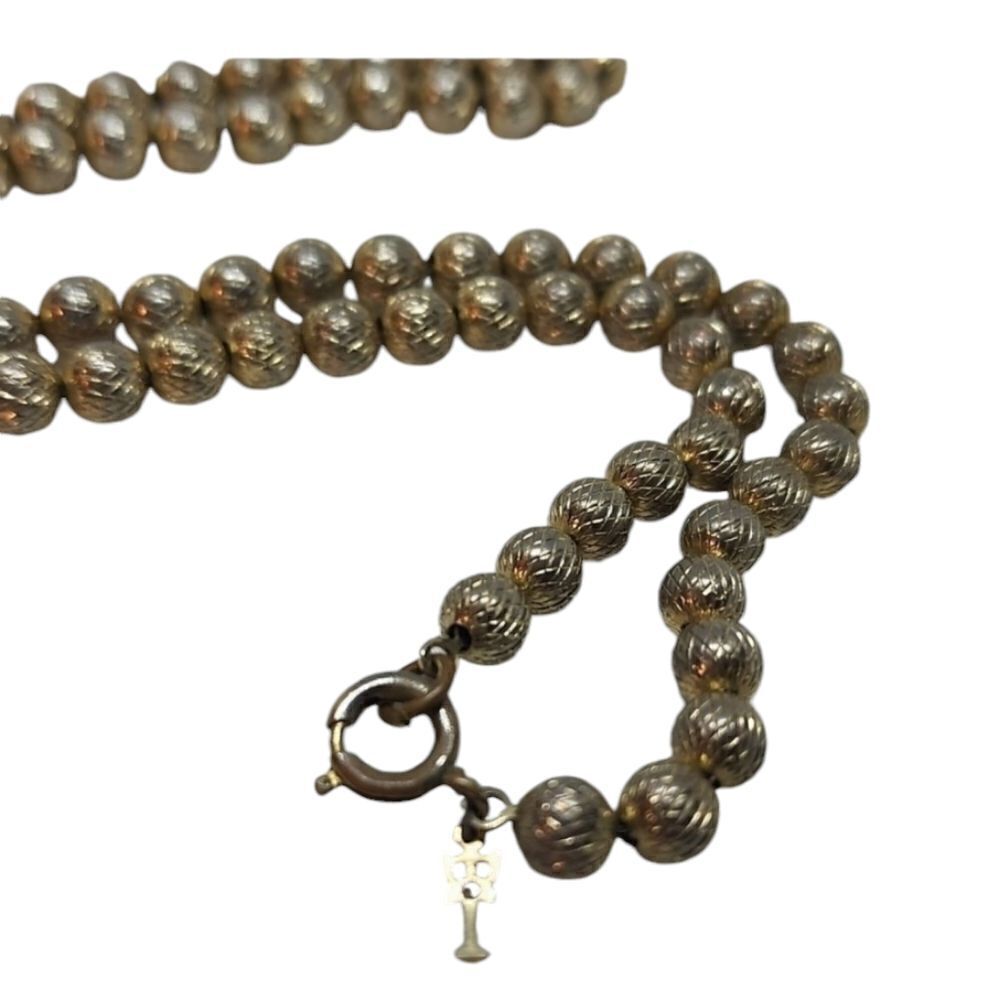 Crown Trifari Necklace Gold Beads Strand 32in